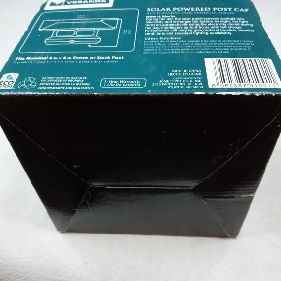 Solar Powered LED 4" x 4" BLACK Post Cap Light (Ac - Picture 2 of 7